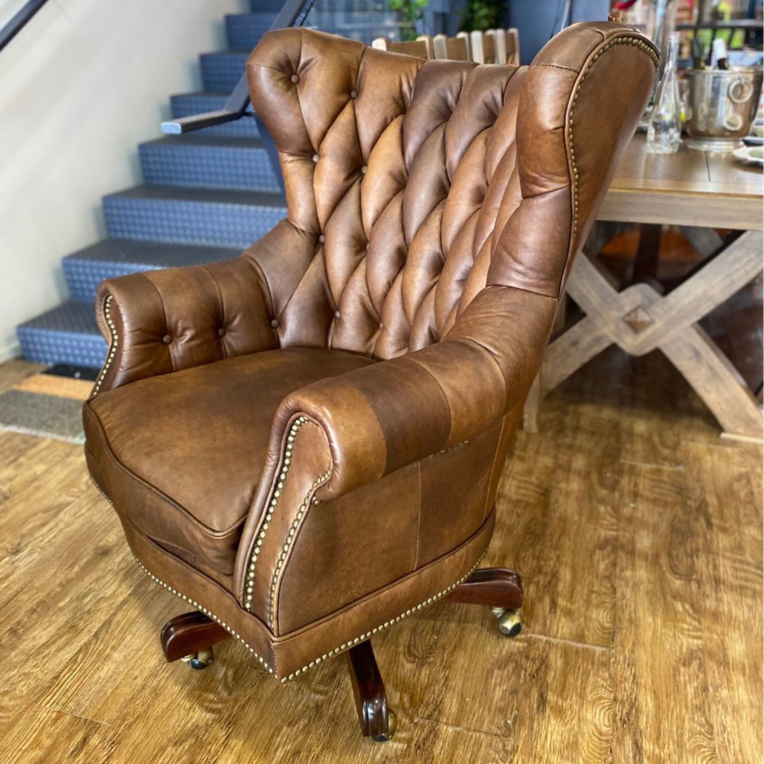 Franklin Leather Office Wing Chair Mocha image 9